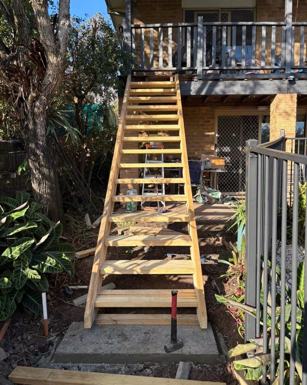 Timber staircase build in progress by Lleyton Henry Carpentry